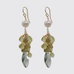 Green Garnet Cluster Earring