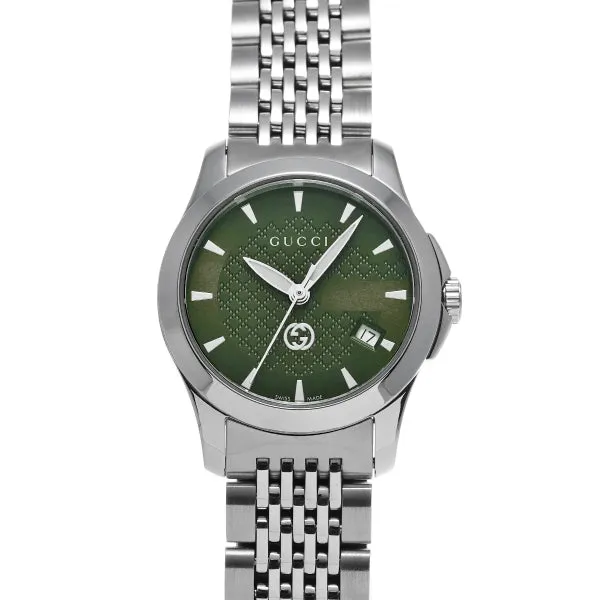 Gucci G-Timeless Silver Stainless Steel Green Dial Quartz Watch for Ladies - YA1265008