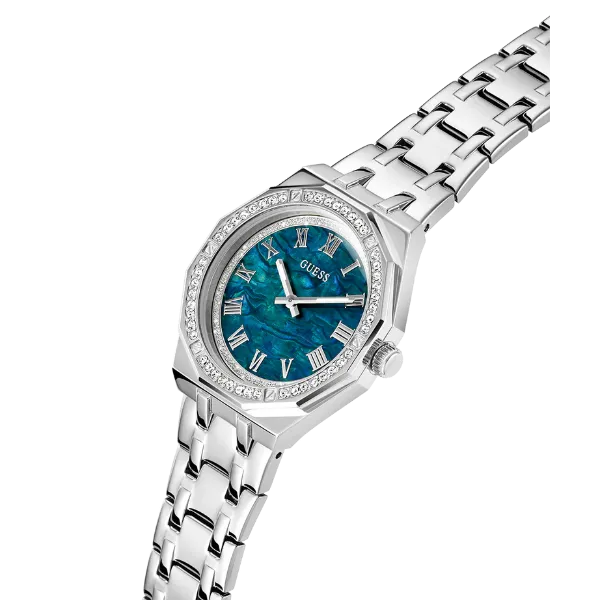 Guess Desire Silver Stainless Steel Blue Dial Quartz Watch for Ladies - GW0770L1