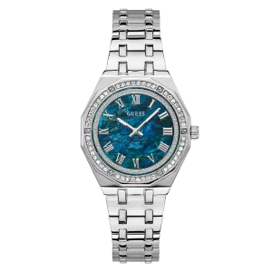 Guess Desire Silver Stainless Steel Blue Dial Quartz Watch for Ladies - GW0770L1