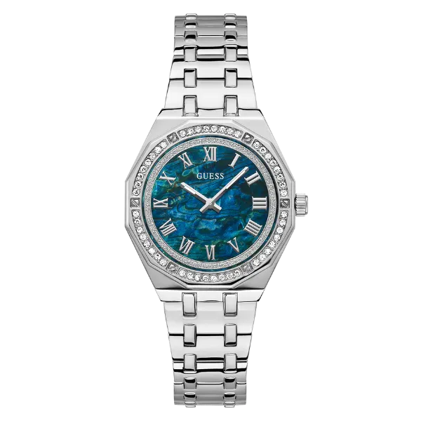 Guess Desire Silver Stainless Steel Blue Dial Quartz Watch for Ladies - GW0770L1