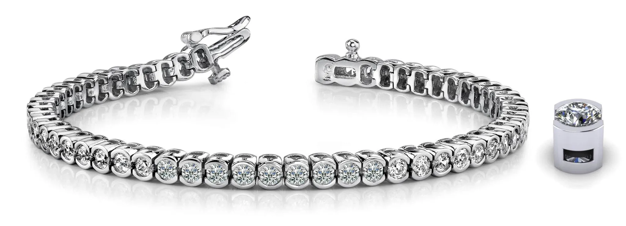 Half Bezel Confidence Lab-Grown Diamond Tennis Bracelet with 3.01 ct.(finished) 2.4mm