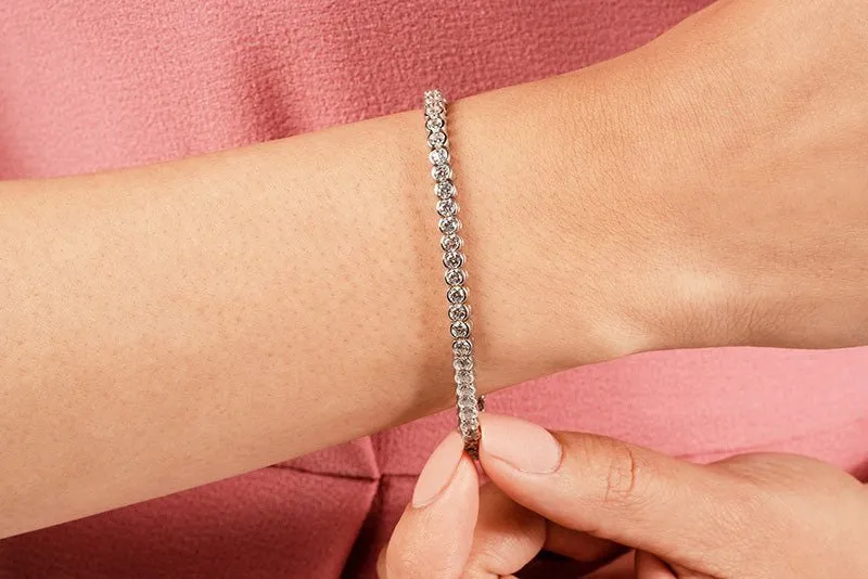 Half Bezel Confidence Lab-Grown Diamond Tennis Bracelet with 3.01 ct.(finished) 2.4mm
