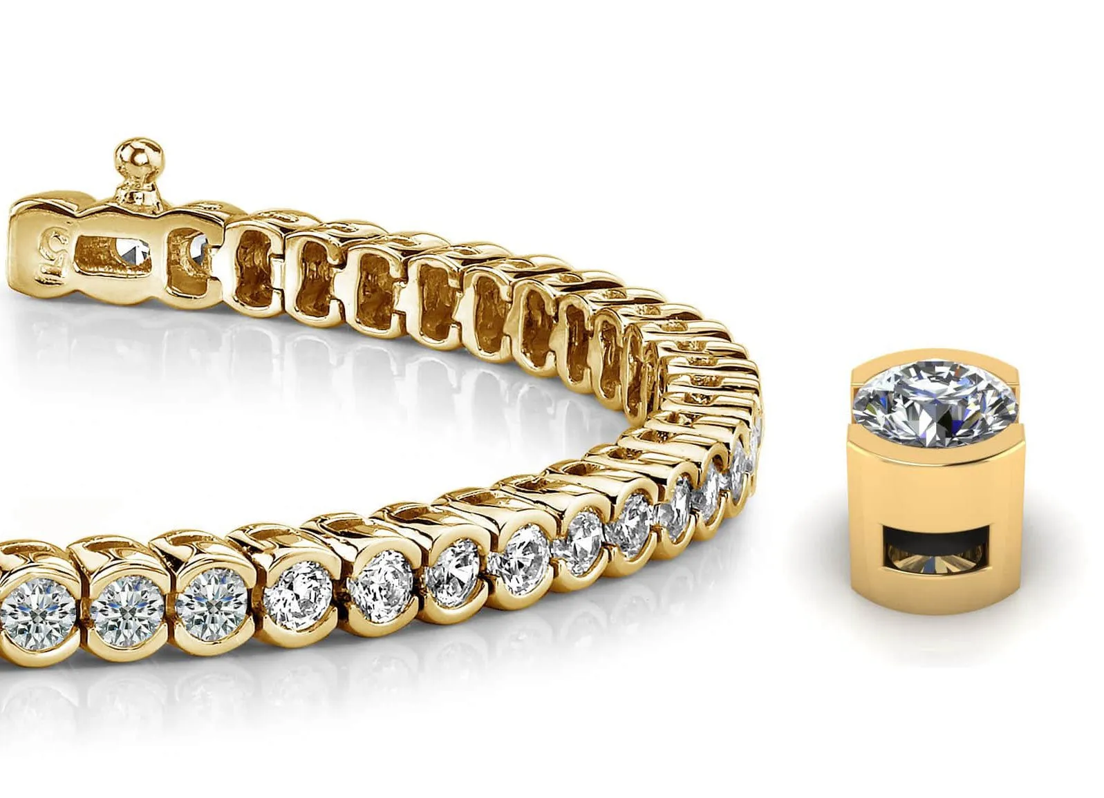 Half Bezel Confidence Lab-Grown Diamond Tennis Bracelet with 5.02 ct.(finished) 2.9mm