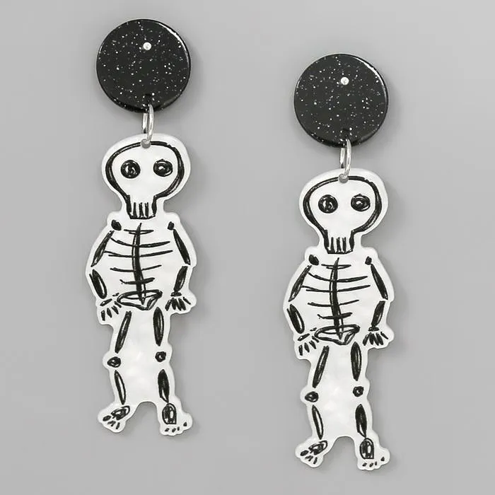 Halloween Skeleton Acetate Drop Earrings