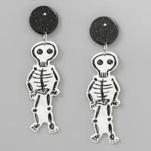 Halloween Skeleton Acetate Drop Earrings