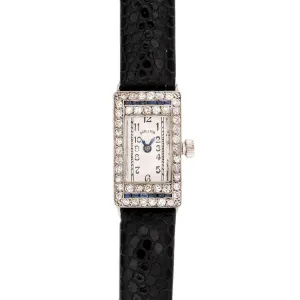 HAMILTON Art Deco 18k Diamond and Sapphire Ladies Wristwatch