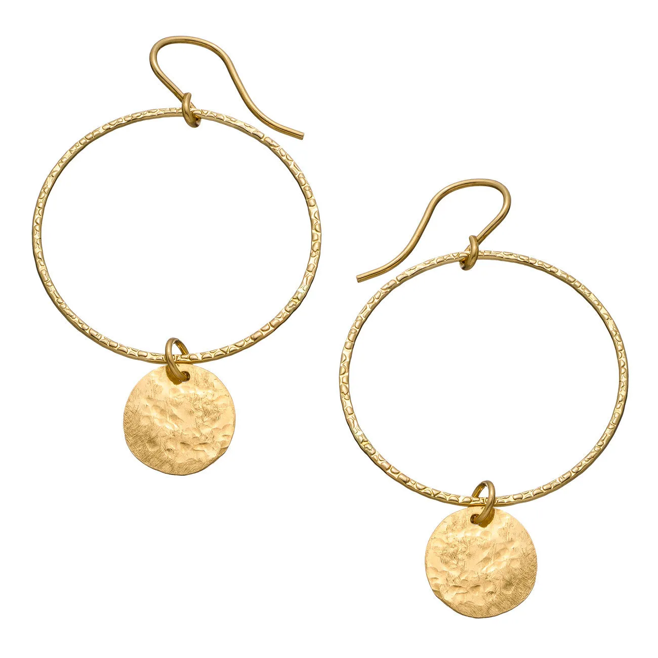 Hammered Hoop Coin Earrings