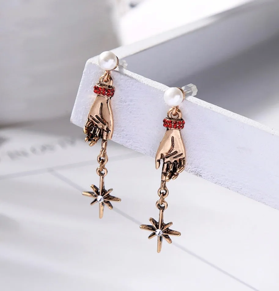 Hand and Star Earrings
