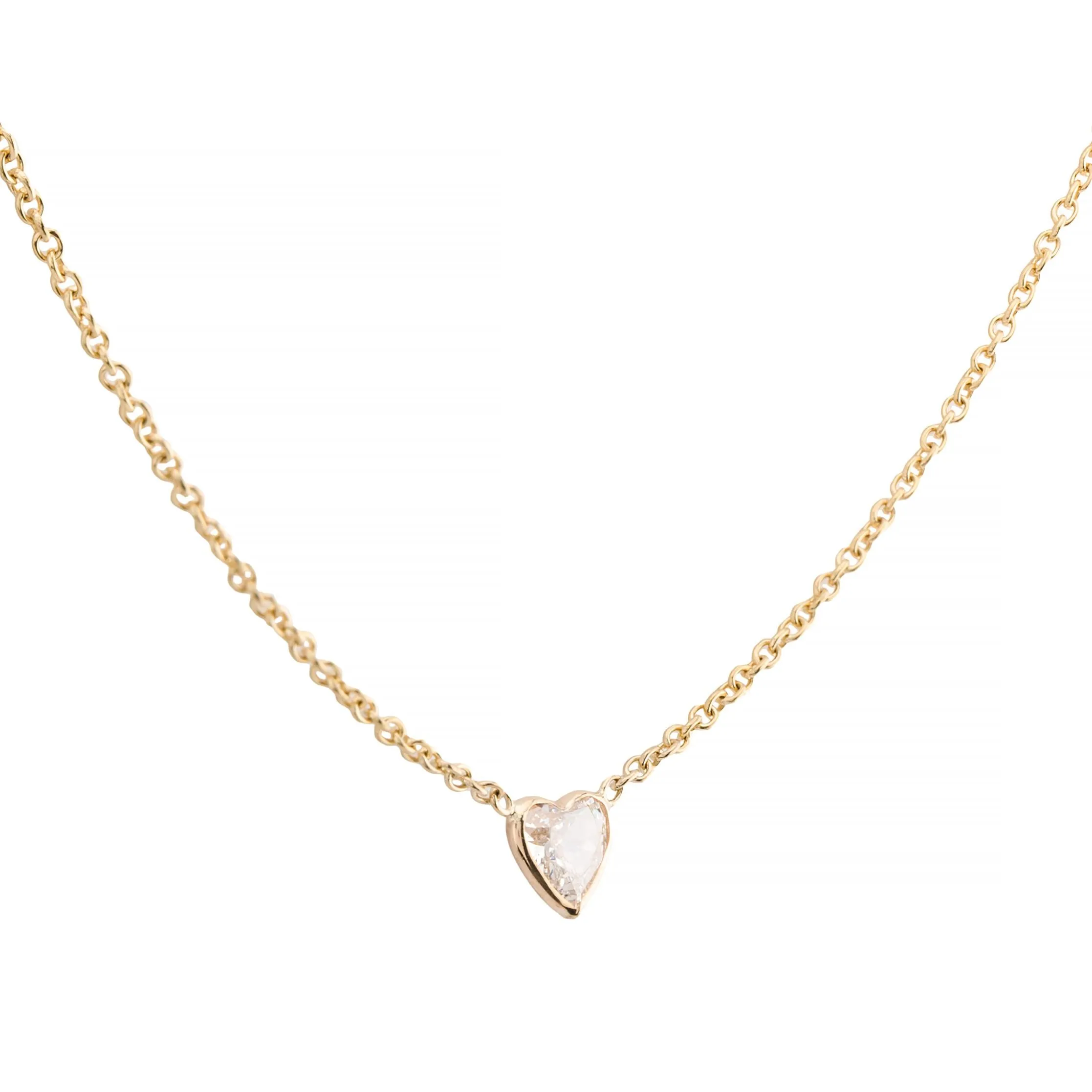 Heart Shaped 0.32ct Diamond Bezel Set Station Necklace in 14K Yellow Gold