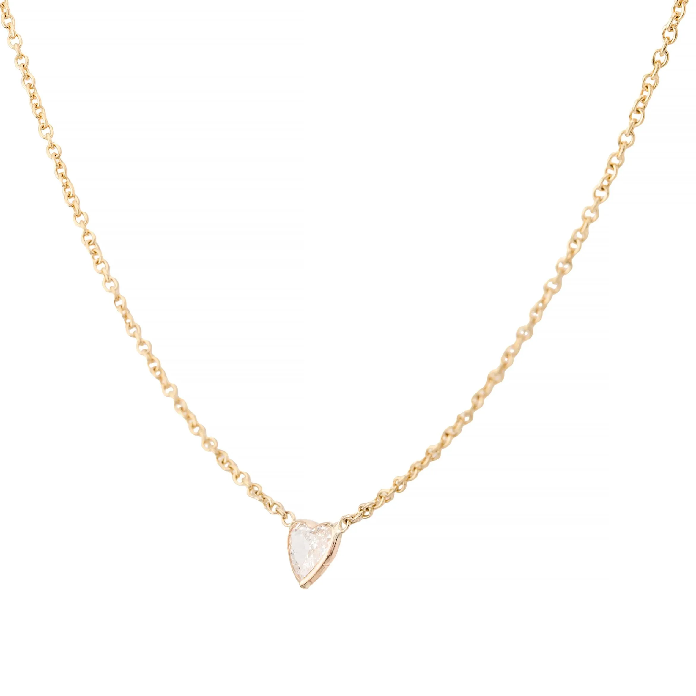 Heart Shaped 0.32ct Diamond Bezel Set Station Necklace in 14K Yellow Gold