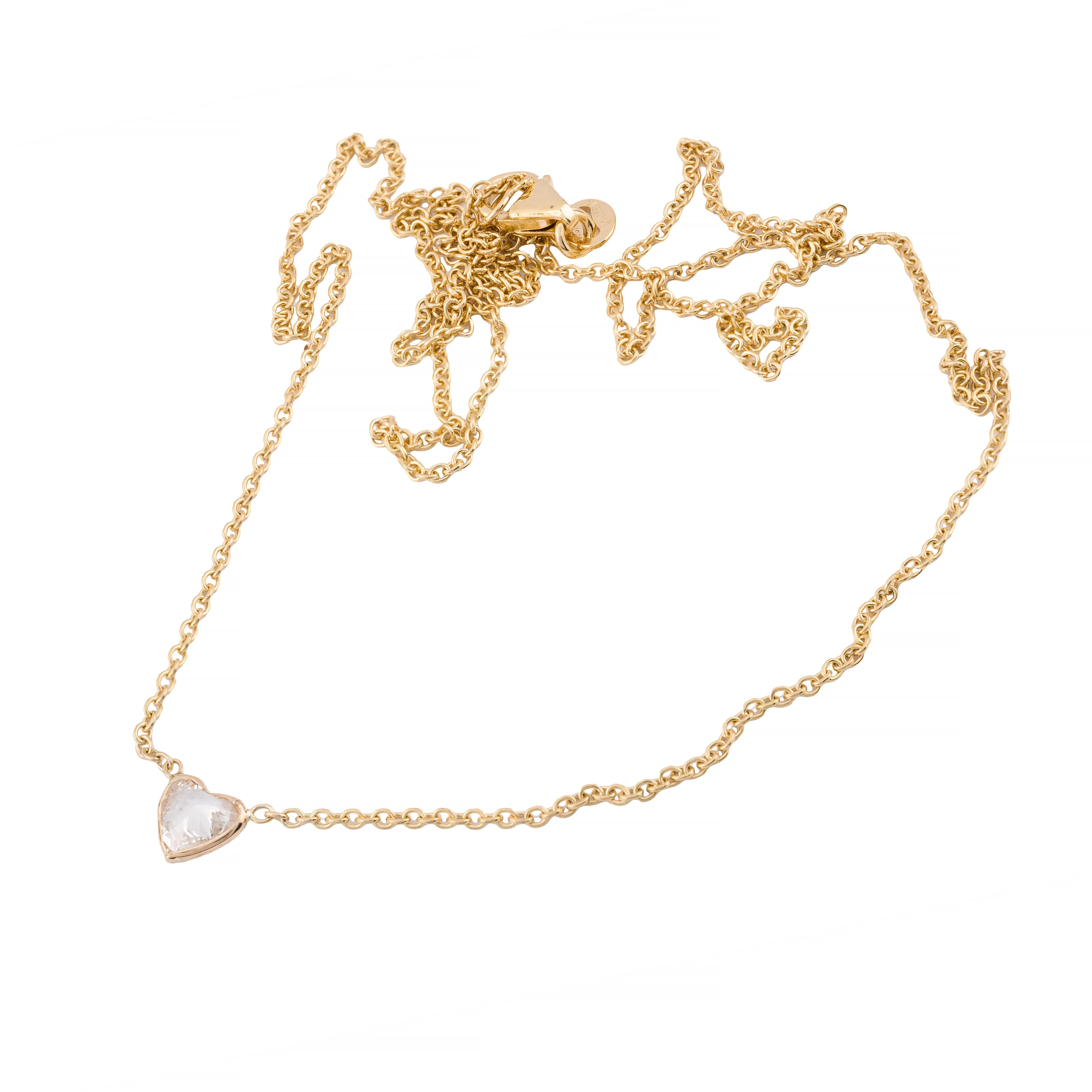 Heart Shaped 0.32ct Diamond Bezel Set Station Necklace in 14K Yellow Gold