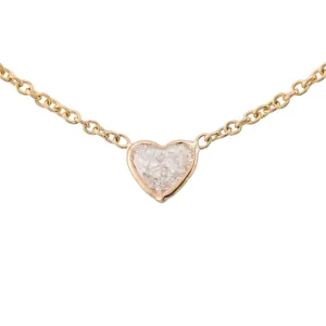 Heart Shaped 0.32ct Diamond Bezel Set Station Necklace in 14K Yellow Gold