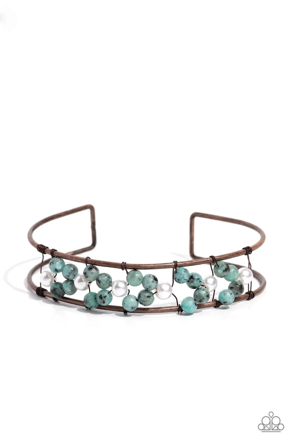 High-WIRE Hallmark - Copper - Green Stone Paparazzi Cuff Bracelet