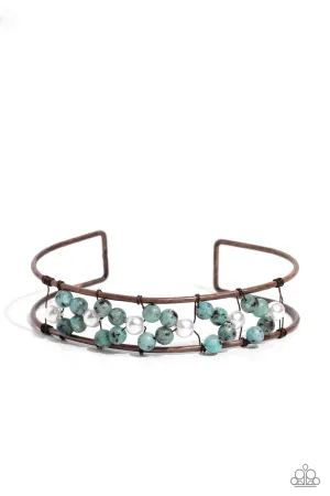 High-WIRE Hallmark - Copper - Green Stone Paparazzi Cuff Bracelet