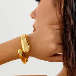 Hip Hop Cuff Wide Bangles Vintage Fashion Punk Gold Silver Color Bangle Water Drop Bracelets