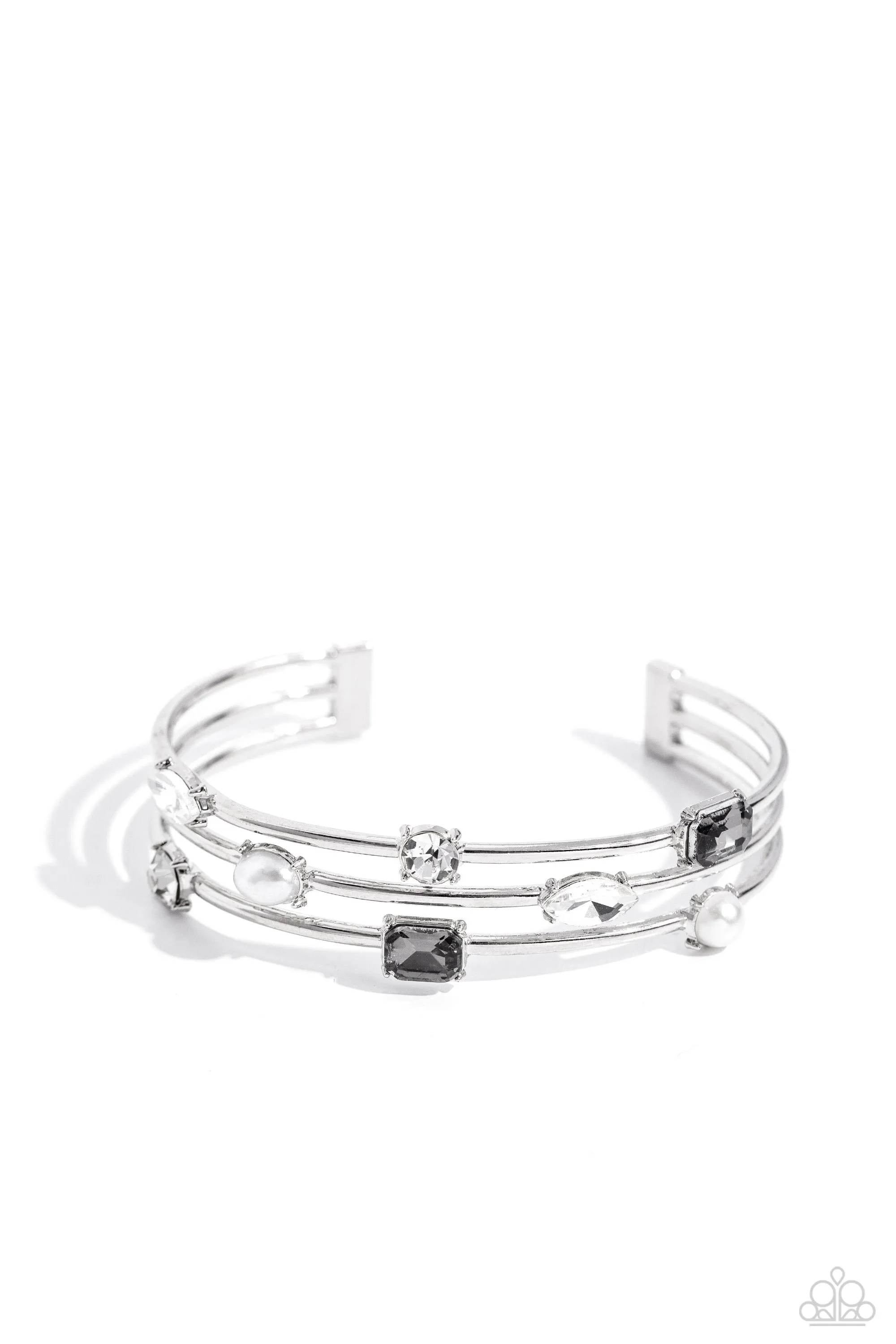 Honest Heirloom - Silver - Rhinestone and Pearl Paparazzi Cuff Bracelet