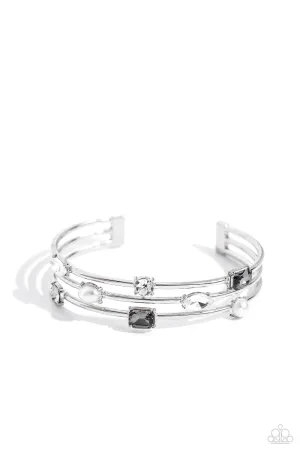 Honest Heirloom - Silver - Rhinestone and Pearl Paparazzi Cuff Bracelet