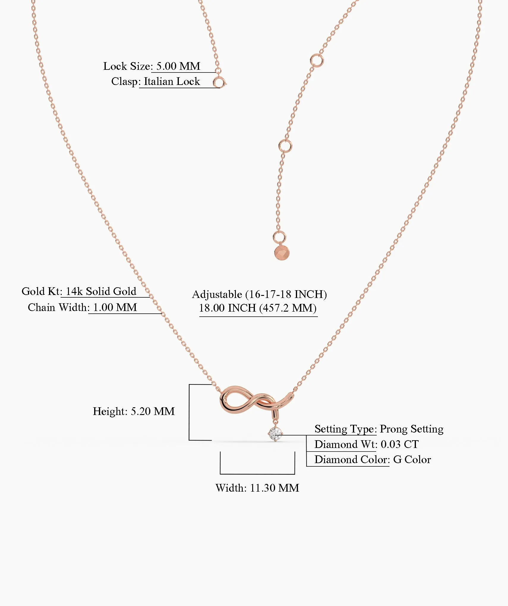 Infinity Symbol Diamond Drop Necklace