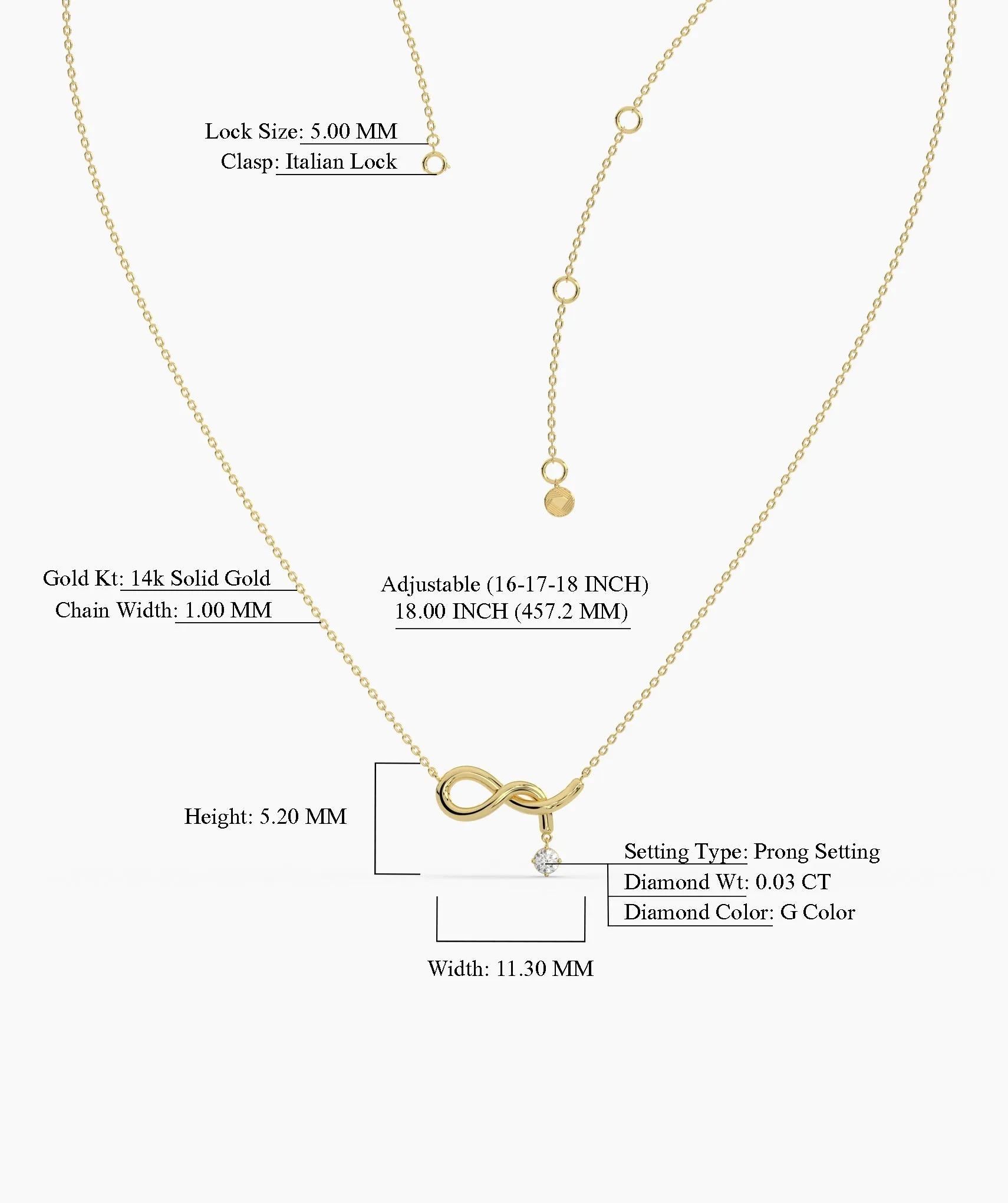 Infinity Symbol Diamond Drop Necklace