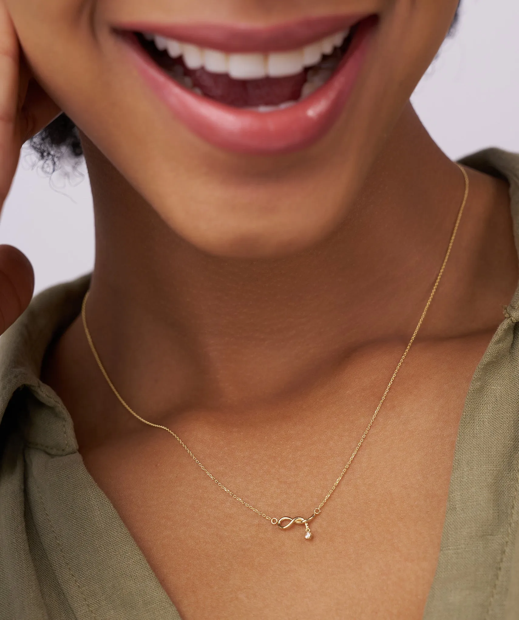 Infinity Symbol Diamond Drop Necklace