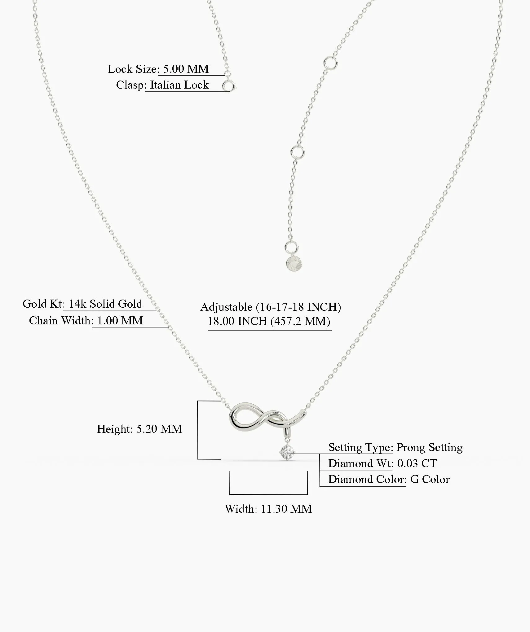 Infinity Symbol Diamond Drop Necklace