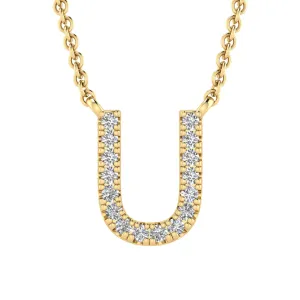 Initial 'U' Necklace with 0.06ct Diamonds in 9K Yellow Gold - PF-6283-Y