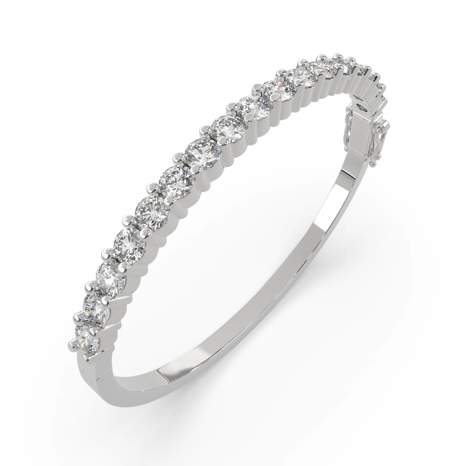 Isotta Round Cut Diamond Bangle Bracelet Shared Prong Hinged (4 ctw)