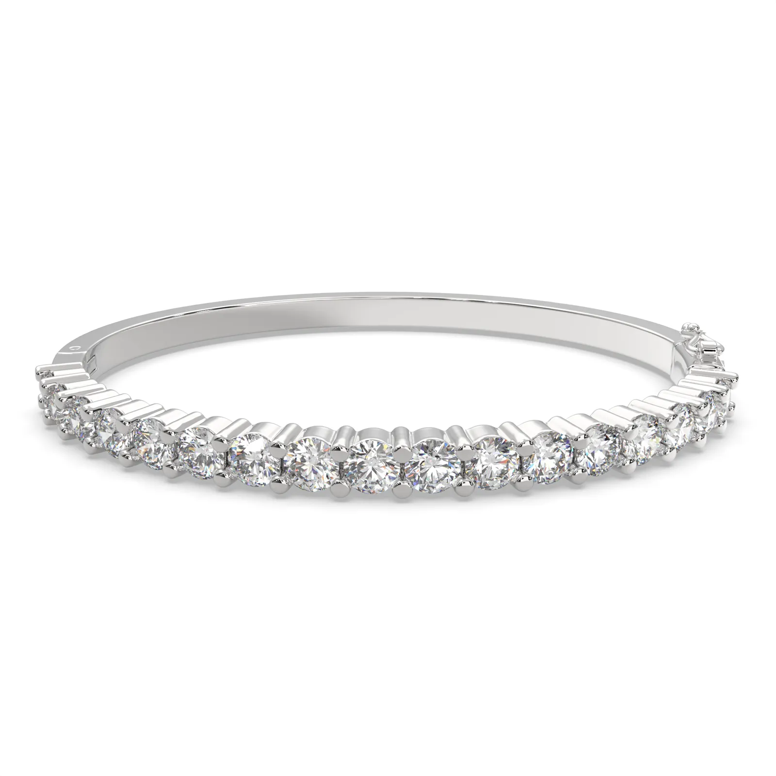 Isotta Round Cut Diamond Bangle Bracelet Shared Prong Hinged (4 ctw)