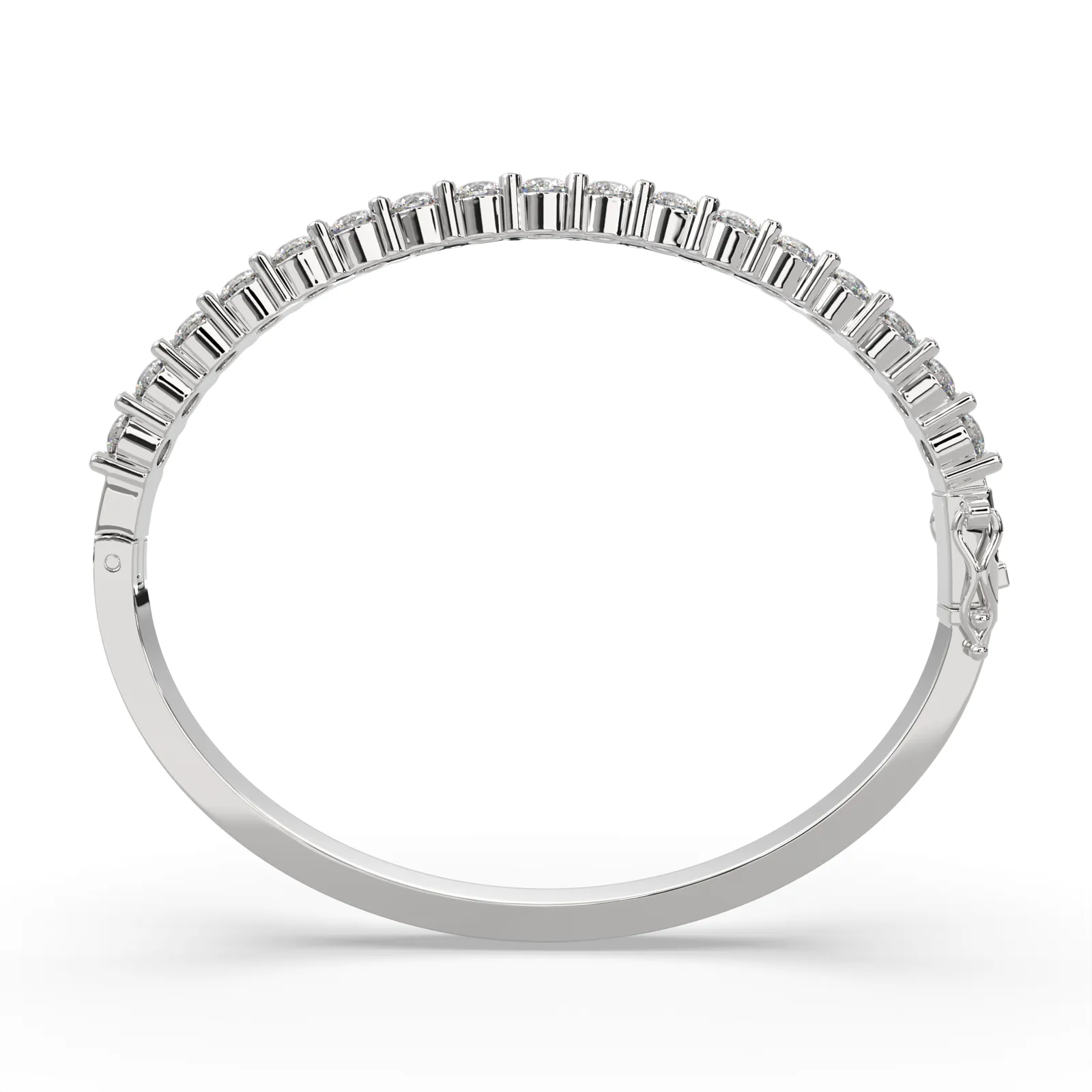 Isotta Round Cut Diamond Bangle Bracelet Shared Prong Hinged (4 ctw)
