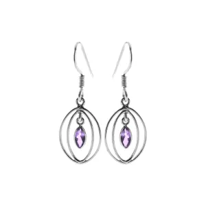 Ivy double oval amethyst earrings