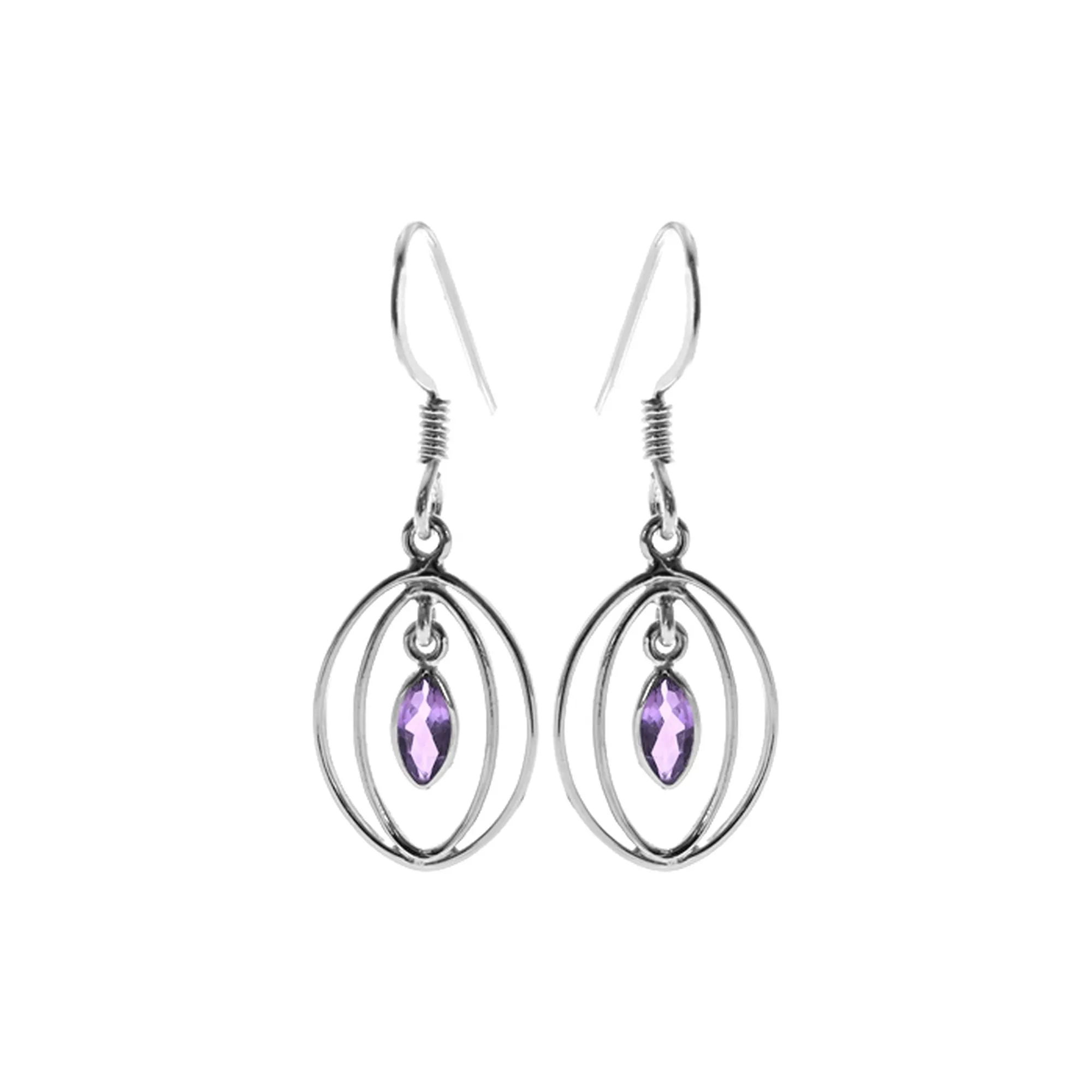 Ivy double oval amethyst earrings