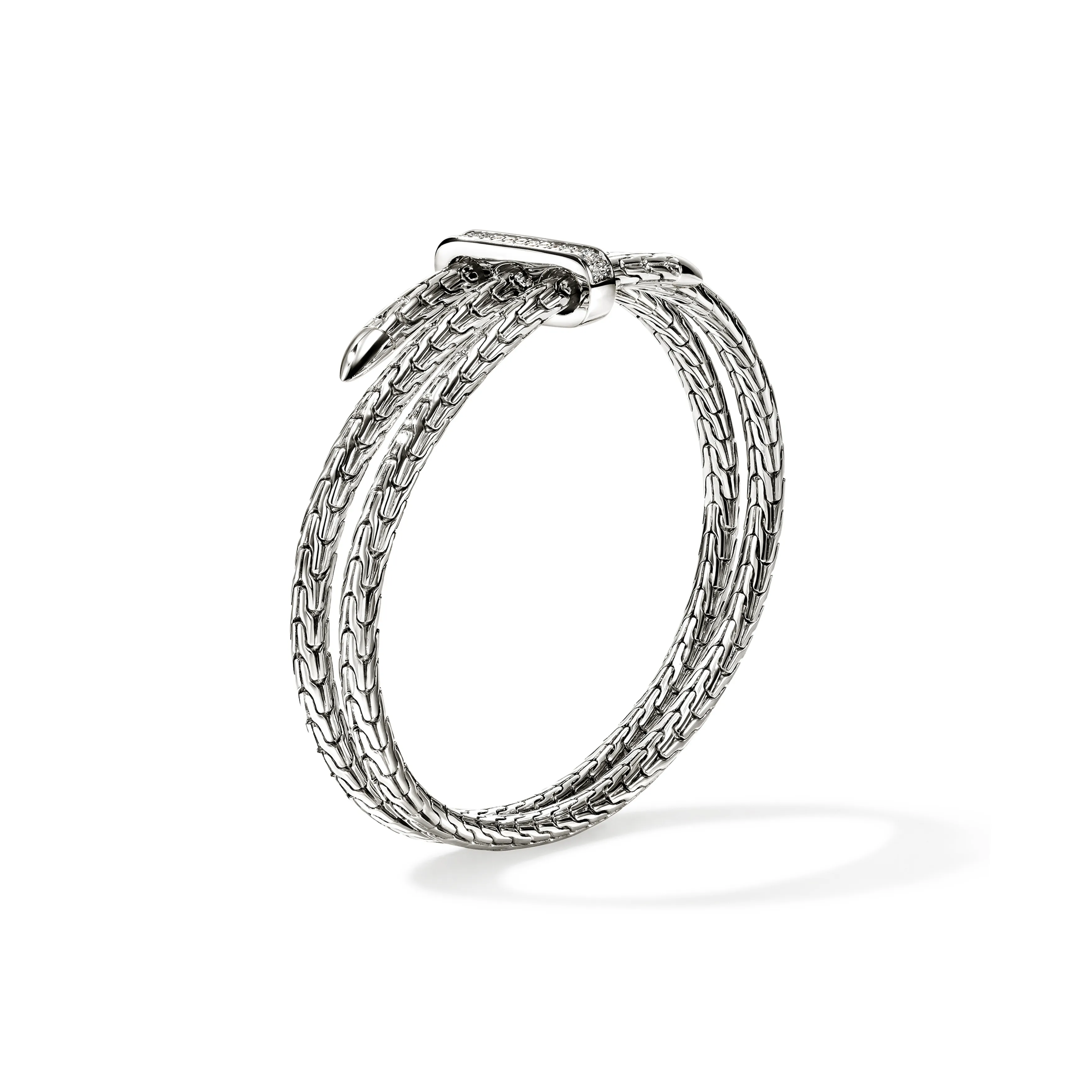 John Hardy Spear Sterling Silver Triple Bypass Flex Cuff with Diamonds