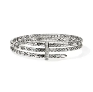 John Hardy Spear Sterling Silver Triple Bypass Flex Cuff with Diamonds