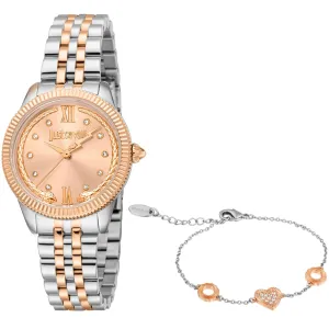 Just Cavalli Lovestruck Ladies Rose Gold Dial  Two Tones Watch and Bracelet Set