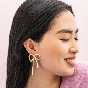 Katie Large Bow Post Earrings Brass