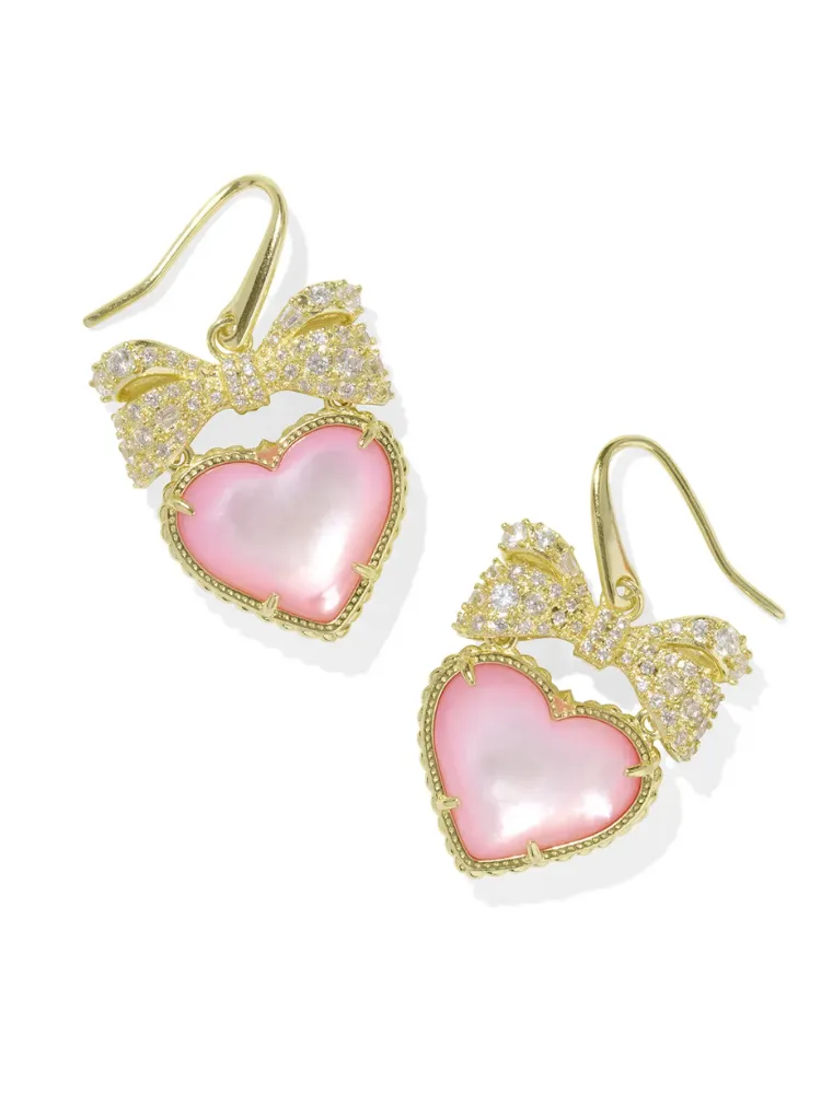 Kendra Scott - Haisley Blush Ivory Gold Heart Drop Mother Of Pearl Earring