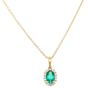 Ladies Diamond & Emerald Pendant Necklace