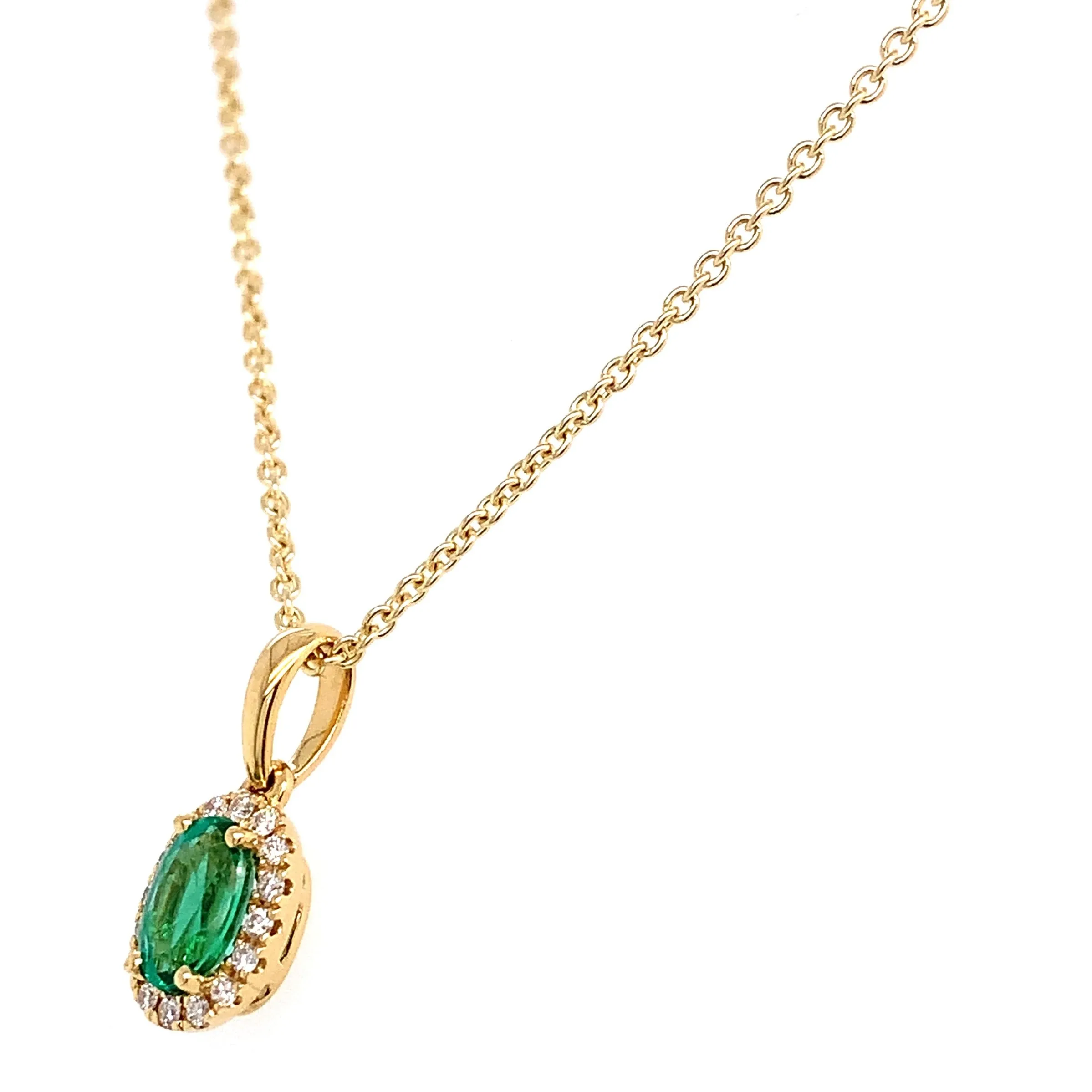 Ladies Diamond & Emerald Pendant Necklace