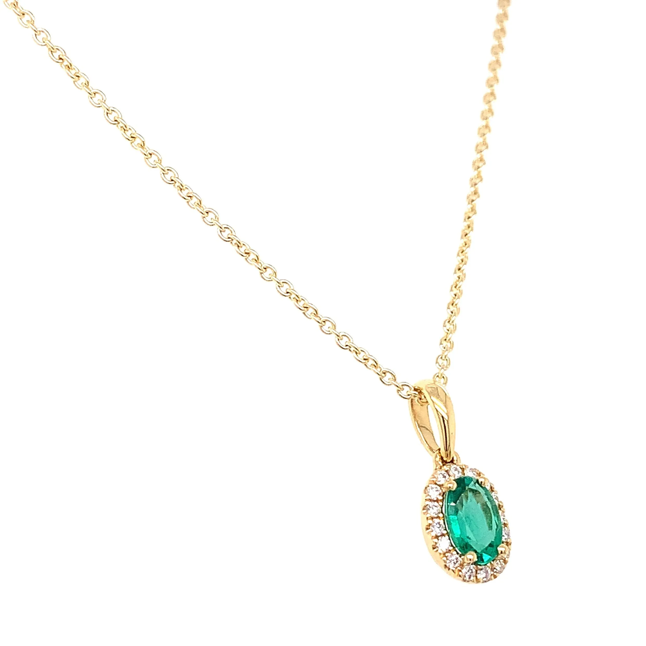Ladies Diamond & Emerald Pendant Necklace