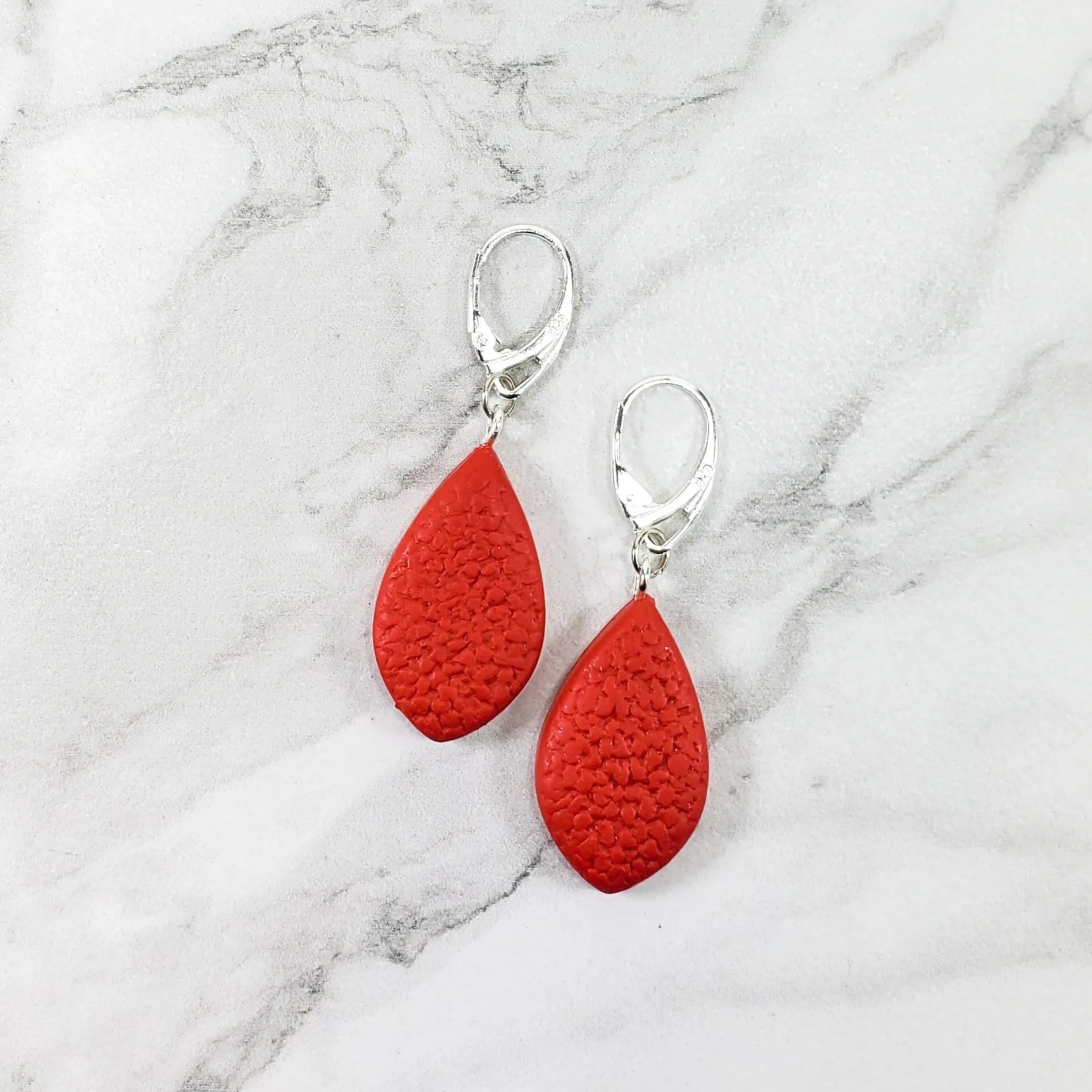 Large Tear Drop Dangle Earring - Red
