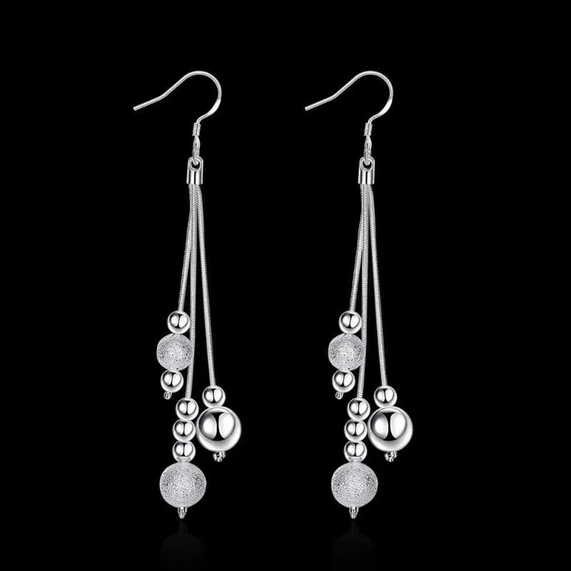 Long Silver Dangle Earrings Silver for Women Wedding Jewelry