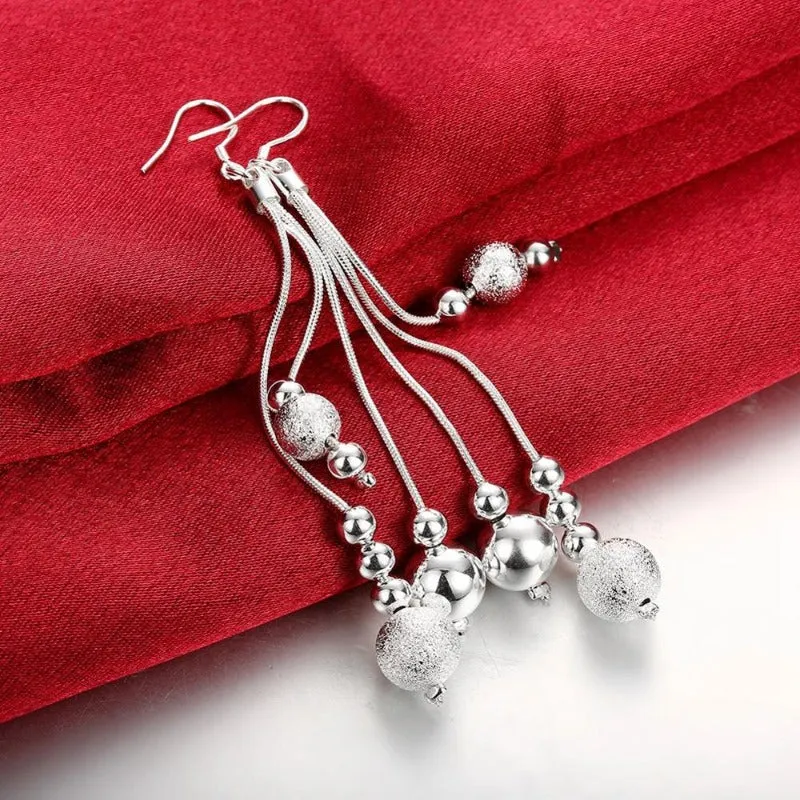 Long Silver Dangle Earrings Silver for Women Wedding Jewelry