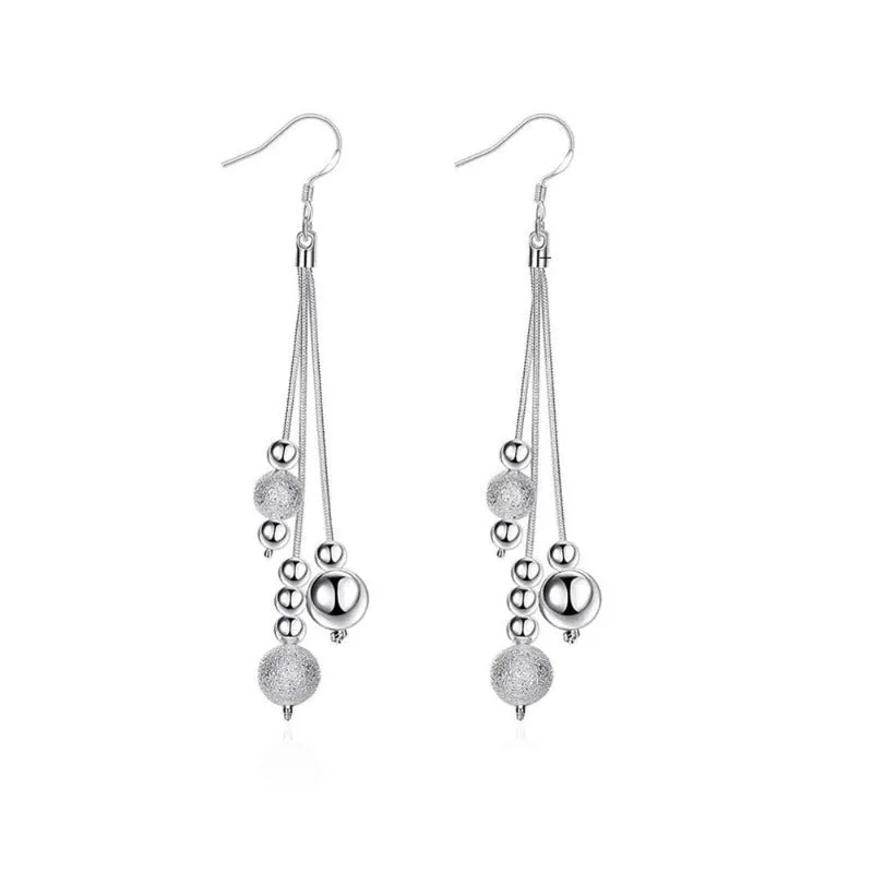 Long Silver Dangle Earrings Silver for Women Wedding Jewelry