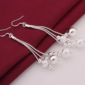 Long Silver Dangle Earrings Silver for Women Wedding Jewelry