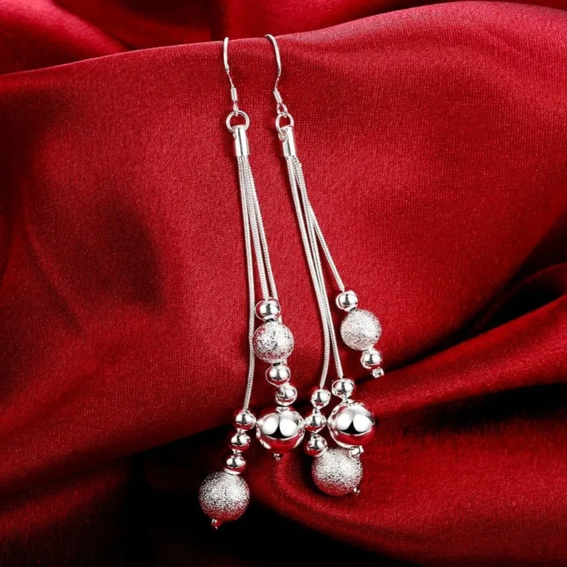 Long Silver Dangle Earrings Silver for Women Wedding Jewelry