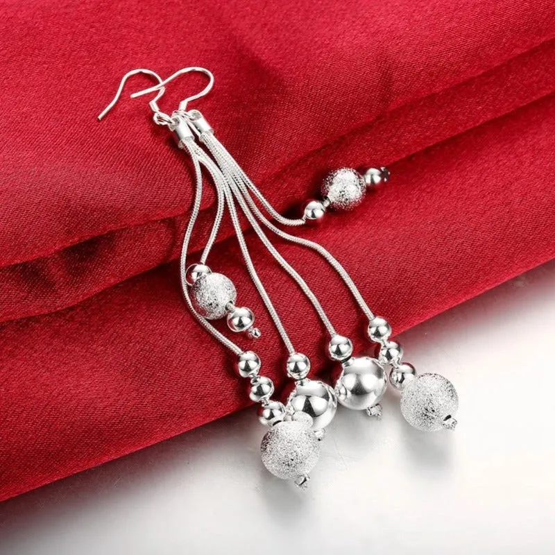 Long Silver Dangle Earrings Silver for Women Wedding Jewelry