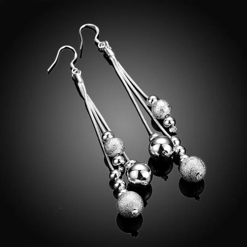 Long Silver Dangle Earrings Silver for Women Wedding Jewelry