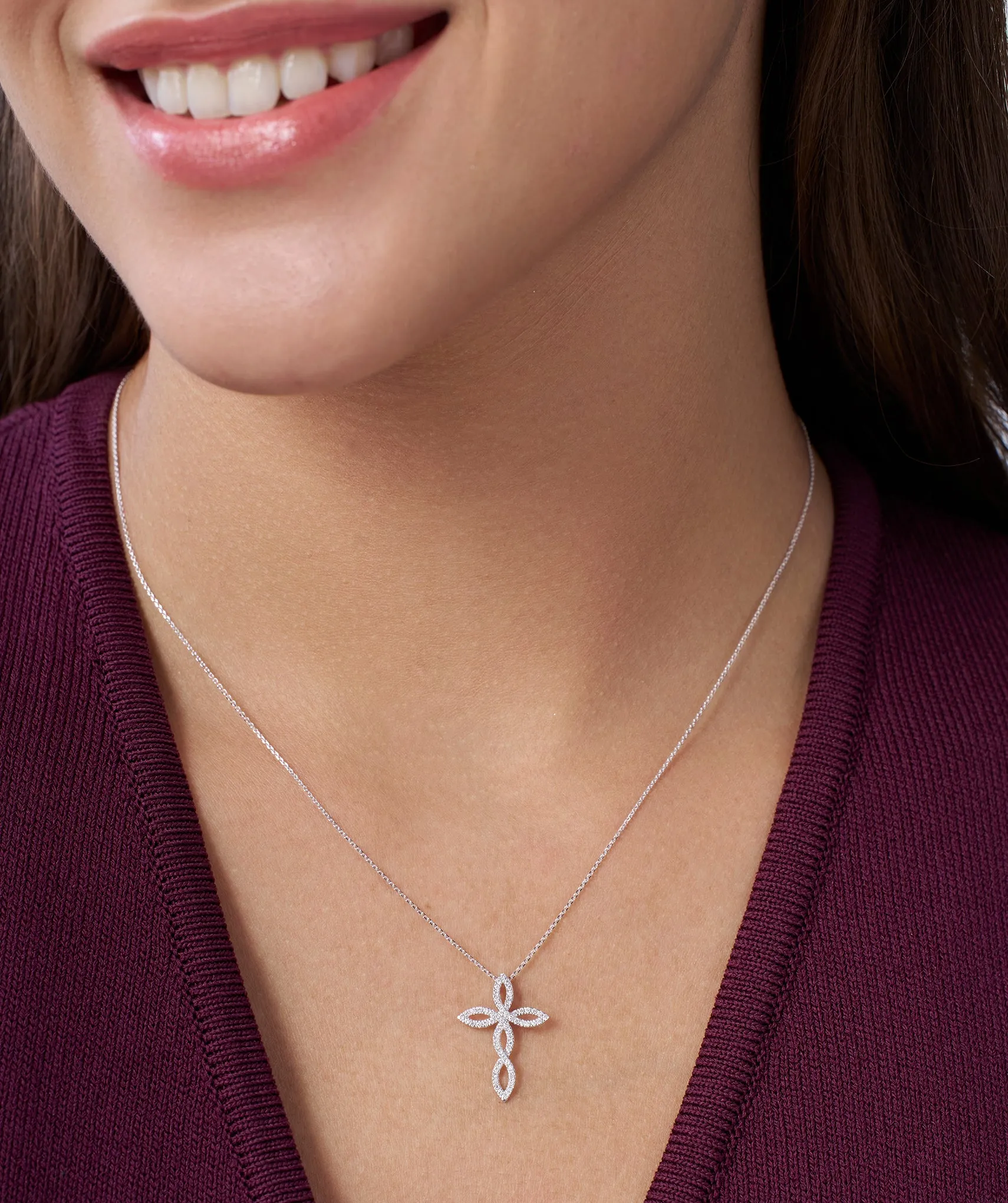 Luminous Floral Cross Charm