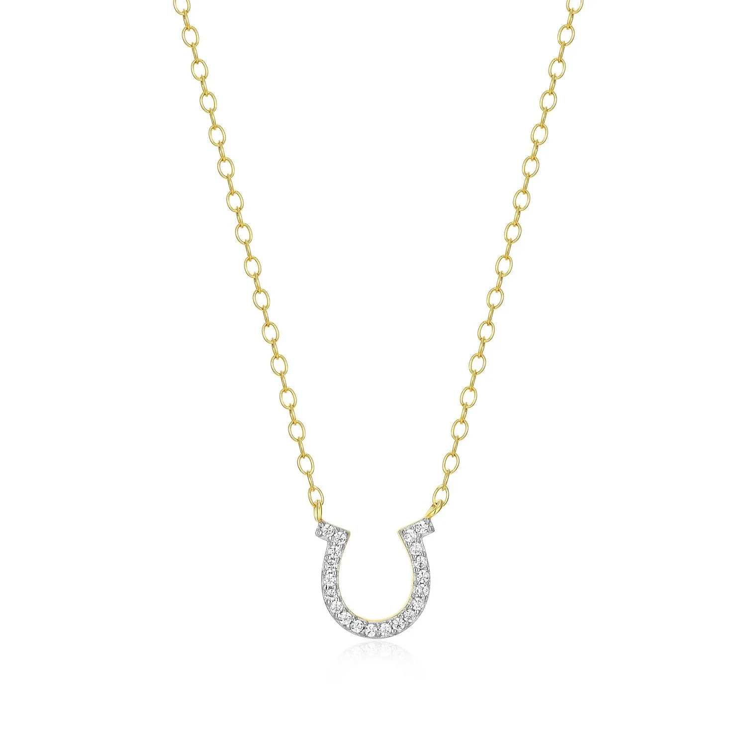 M by Monte Luna LG Diamond Horseshoe Necklace in 18K Yellow Gold/Rhodium Plated Sterling Silver